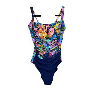 Johnny Was WILD BLOOM RUCHED ONE PIECE Swimsuit sz Large